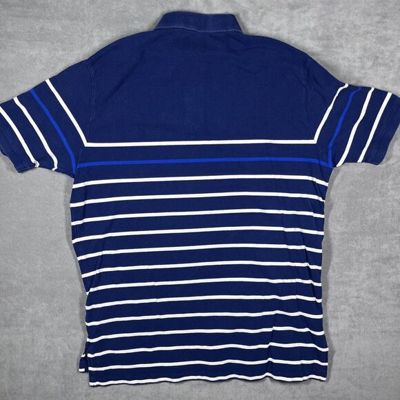 VTG Polo Ralph Lauren Golf Shirt Men's 2XL Blue Striped Performance Short Sleeve - Picture 6 of 6